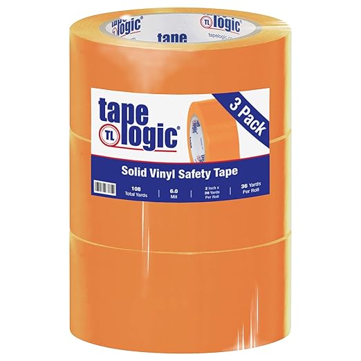 Aviditi Tape Logic Multipurpose Solid Vinyl Safety Tape, (Bulk Pack of 3) 2 Inch x 36 Yards, Orange, Heavy-Duty 6 Mil Thick - Moisture/Grease Resistant, Floor Marking and Social Distancing by Aviditi
