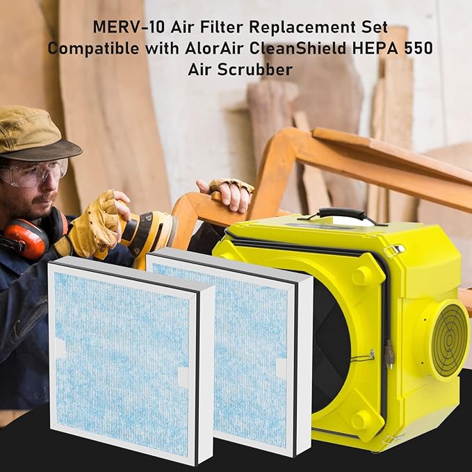 Carmerny HEPA & Activated Carbon Filter Replacement Set Compatible with AlorAir CleanShield HEPA 550 Air Scrubber (Pack of 3) - Image 3