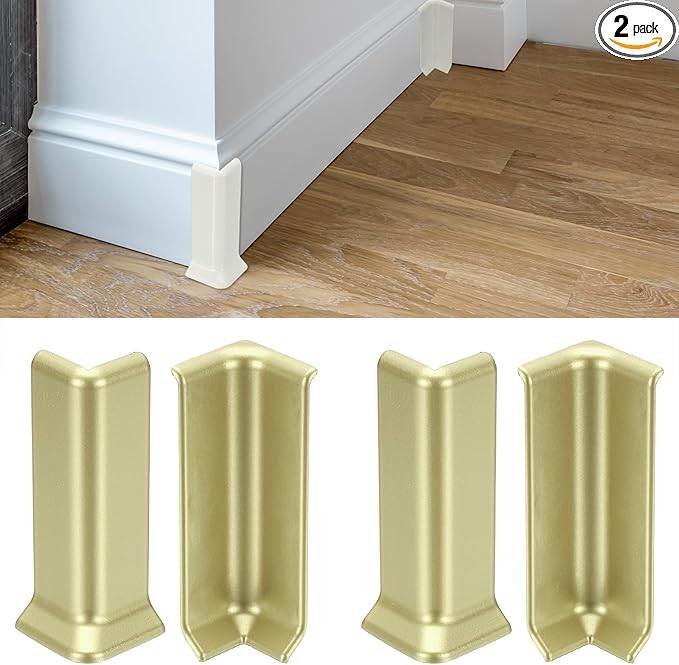 uxcell Self Adhesive Baseboard Corner Blocks, 4.07 Inch Wall Edge Corner Protector 2 Inside + 2 Outside Corners-Connector for Wall Floor Furniture Edge(Champagne) by uxcell