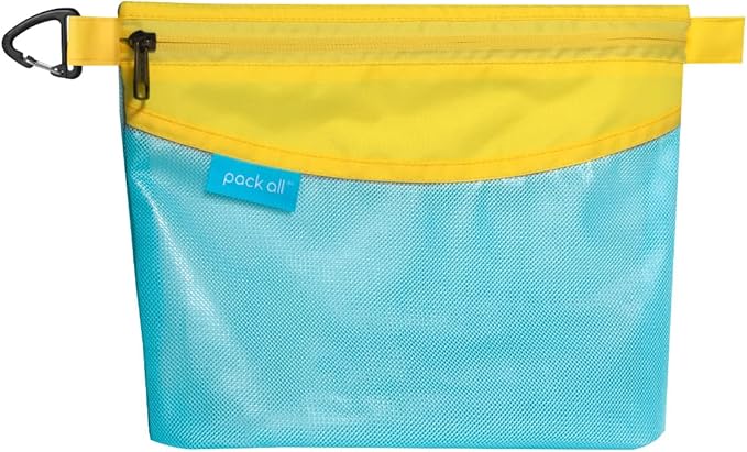 pack all Water-resistant Material Zipper Pouch, Mesh Zipper Bag for Storage, Travel, Office (Medium, Blue) by packall