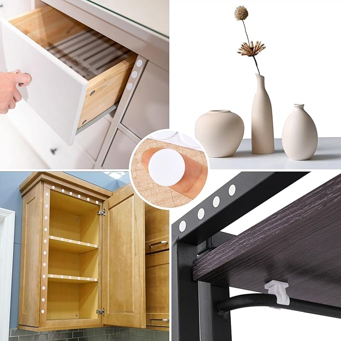 735 Pcs Small Felt Furniture Pads, Self-Adhesive EVA Foam Dot Circles, Round Felt Furniture Stickers for Desks Drawers Vases Photo Frames Cabinets Doors Candlesticks- White (0.59'') - Image 7