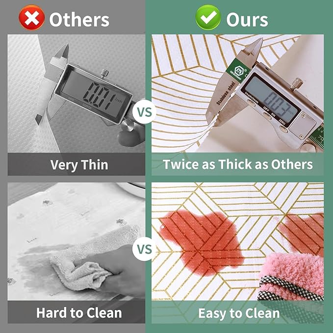 Shelf Liners for Kitchen Cabinets 17.5in x 30FT Non Adhesive Cabinet Liner Strong Non-Slip Thickened Gold Geometric Drawer Liner Easy to Clean for Shelf Cabinet with Knife and Tape Measure - Image 9