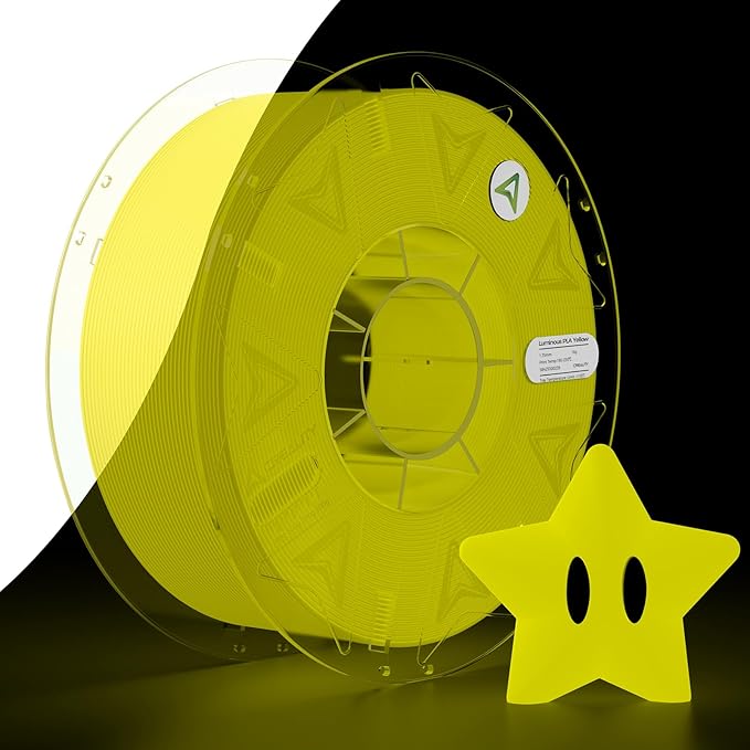 Creality 3D Luminous PLA Printer Filament, Halloween Decor, Glow in The Dark Filament, Best with UV Lamps, 1.75mm, Fit Most FDM 3D Printers, 1kg Spool(2.2lbs), Yellow by Creality