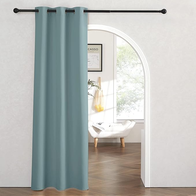 RYB HOME Temporary Doorway Curtains Blackout Privacy Room Divider Curtains Portable Drapes for Closet Wall Panel for Bedroom Living Room Dining Basement Window, W 60 x L 84 inches, Dusty Blue by RYBHOME