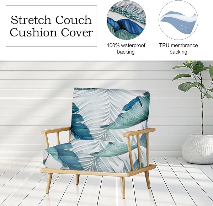12Pcs Stretch Patio Cushion Covers Outdoor Couch Cover Replacement,Outdoor Sofa Covers for Patio Couch,Washable Furniture Cover (Tropical Flavor,Cushions Not Included) - Image 4