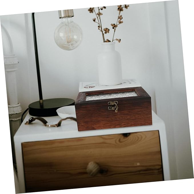 VALICLUD Wooden Keepsake Box with Glass Lid Vintage Flower Design Multifunctional Organizer for Dried Fruits Cosmetics and Important Documents Storage - Image 7