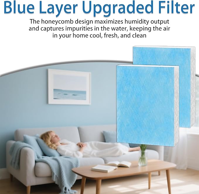 4 Pack HFT600 Humidifier Wick Filter T | Compatible with Honeywell HEV615 & HEV620 Series Humidifiers | Replacement Part HFT600PF1 HFT600pdq - Blue Layer Upgraded - Image 3