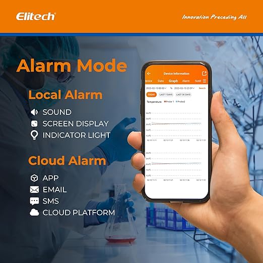 Elitech 2.4GHz/5GHz WiFi Real-Time Temperature Humidity Monitor, Dual Channel Remote Data Logger, Cloud Data Storage, SMS/Email/APP/Web Alarm, Warehouse, Pharmacy, RCW-360Pro-W-DC-5Pack - Image 3