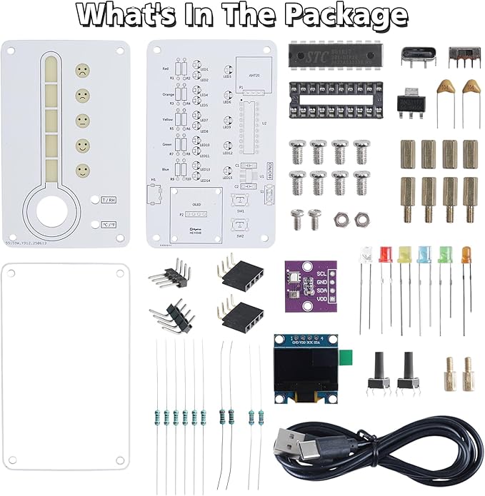 Soldering Project, ICSTATION Temperature and Humidity Meter Soldering Practice Kit With Expression LED Indication ℃/℉ Thermo-Hygrometer DIY Electronic Kit for School Education Use In Room Home Indoor - Image 2