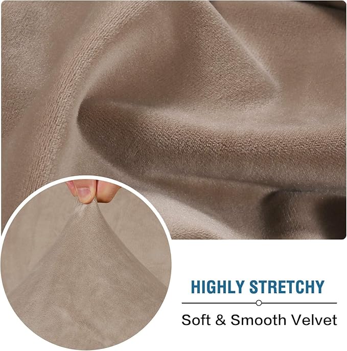 H.VERSAILTEX Velvet Stretch Sectional Couch Covers 3 Pieces Sofa Seat Cushion Covers L Shape Separate Cushion Couch Cover for Both Left/Right Sectional Couch (Large Sofa 2 Seater + 1 Chaise, Taupe) - Image 5