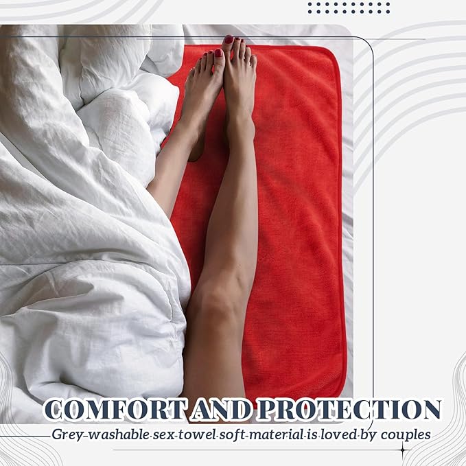 1 Pcs Couples Waterproof Mat 54 x 34 in Lover Reusable Stainproof Blanket Quiet Easy Use Mattress Protector for Adult Multi Functional Bed Sheet Couple Messy Play Pleasure Comfort (Red) - Image 5