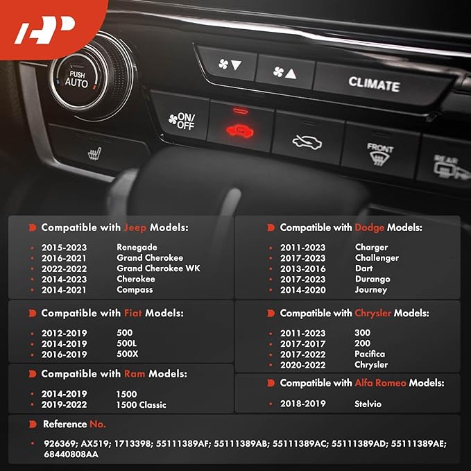 A-Premium HVAC Humidity Sensor Compatible with Jeep Grand Cherokee 2016-2021, Compass, Renegade & Dodge Charger, Journey & Chrysler 200, 300, Pacifica, Voyager & Fiat 500, 500L & Ram & Alfa Romeo - Image 2
