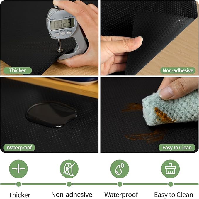 Shelf Liners 11 inch x 20 ft Shelf Liners for Kitchen cabinets nonstick Shelf Lining Drawer Mats EVA Protector for Cupboard (Black,11 inch x 20 ft) - Image 2