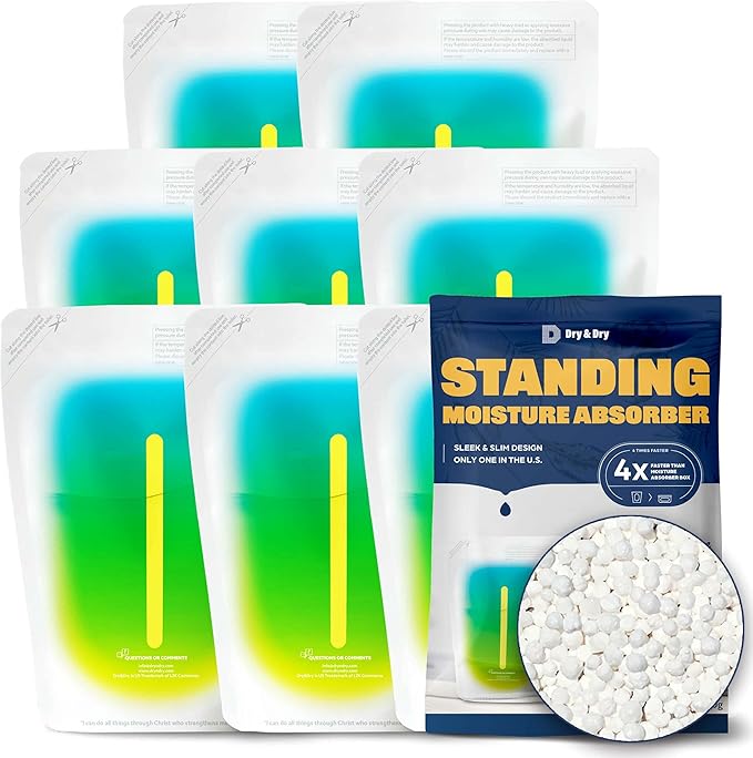 Dry & Dry 8 Packs Standing Moisture Absorbers for Basements, Closets, Bathrooms, Laundry Rooms - Control Excess Moisture by DryDry