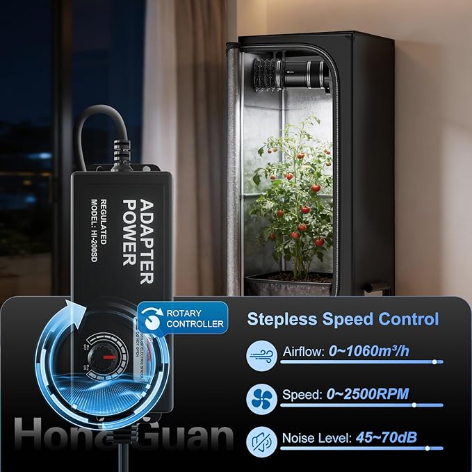 Hon&Guan 8 Inch Inline Booster Duct Fan with Speed Controller - 623 CFM Airflow with 44W Ultra-Low Power and Low Noise - Image 4