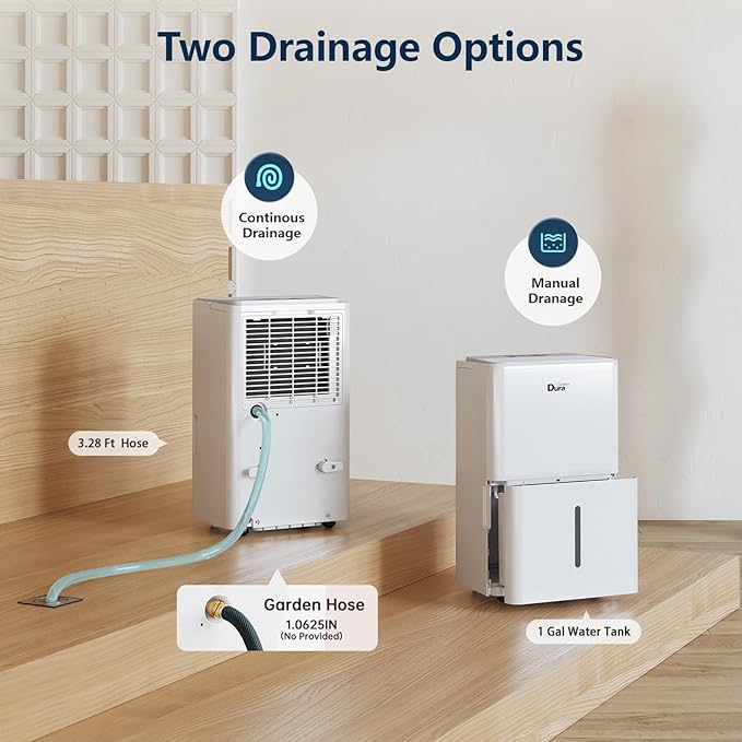 DuraComfort Dehumidifier for Basement up to 2,500 Sq Ft, 2025 Energy Star, Max to 35 Pints/Day Quiet Dehumidifier with Drain Hose, Smart Humidistat & Timer for Home, Bedroom & Bathroom - Image 6