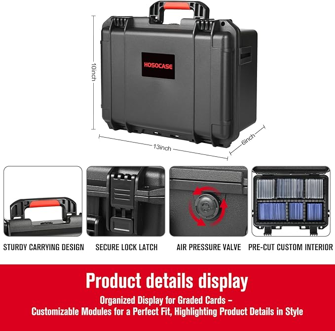 Sports Card Case Storage Box: Trading Cards Storage Box for PSA Graded Cards Holder and Top Loaders, Baseball Sport Card Storage Boxes, Waterproof Hard Case with 6 Dividers for Top Loaders Card (300+) - Image 4
