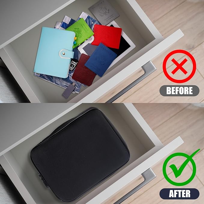 HOMEE Document Safe Box Waterproof,Document Bag with Lock,3 Layers File Pocket Holder with Durable Zipper,File Storage Case For Documents,Portable Travel Home Passport Organizer Storage Bag Safe Box - Image 6