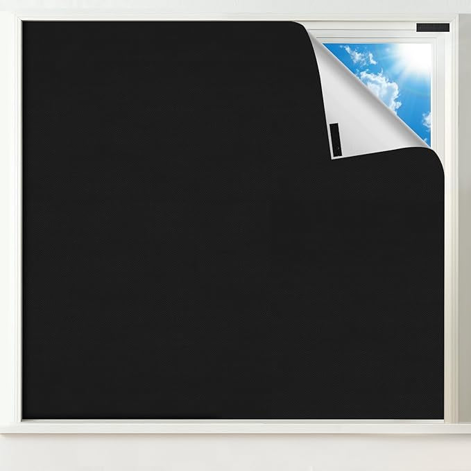Blackout Window Cover, Portable Window Blinds,Travel DIY Window Blackout Curtains for Bedroom,Baby Nursery,Dorm Room and Media Room (Black 39"x57") by PATTENGO