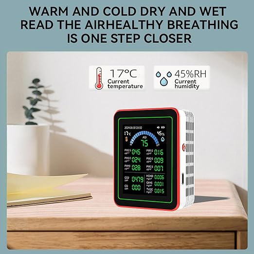 18 in 1 Air Quality Tester for Home, Indoor Air Quality Monitor, with Air Quality Index, CO2, HCHO, TVOC, PM5.0, PM0.3, PM1.0, PM2.5, PM10 etc, Support Data Storage and - Image 2
