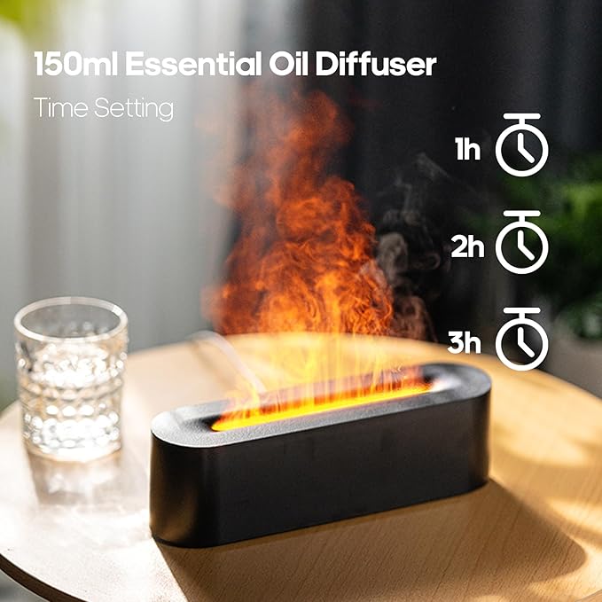 Essential Oil Diffusers,Flame Colorful Water Vapor Fire Fireplace Humidifier for Aromatherapy Aroma Therapy Machine Room Bedroom,Black Flame Diffuser for Essential Oils - Image 5