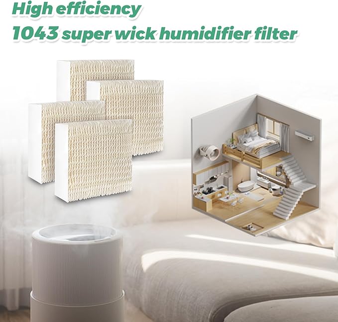 Techecook 1043 Super Humidifier Wick Filters (4 Pack) Replacement for Essick AirCare Evaporative Humidifiers EP9500 EP9700 EP9800 831000 821000 826000 826800 and Bemis Space Saver 800 8000 Series - Image 8
