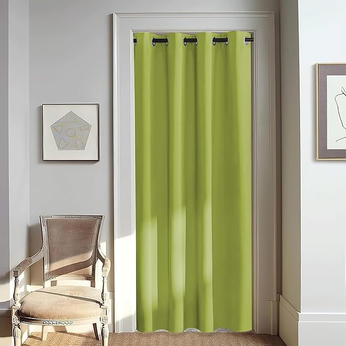 NICETOWN Door Curtain for Closet Doors 80 Inches Long 1 Panel, Blackout Doorway Curtain for Open Closet Bedroom, Room Divider Living Room for Privacy (Fresh Green, 1 Panel, 46W x 80L) by NICETOWN