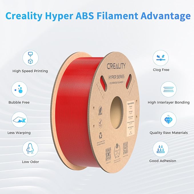 Creality Hyper ABS Filament, Official 3D Printer Filament ABS 1.75mm for High-Speed Printing Convenient Open Printing Material, 1kg(2.2lbs) Spool Fit Most 3D Printer (Red) - Image 3