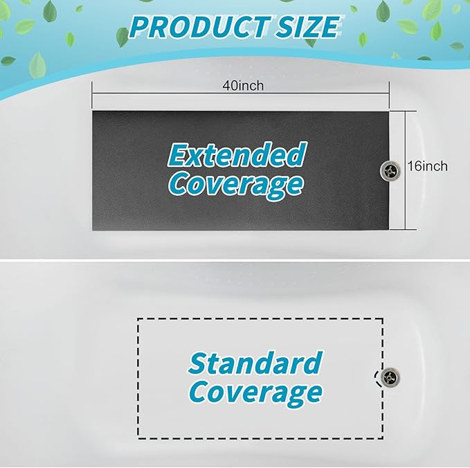 16" x 40" Non Slip Bathtub Mat with Drain Cut Out Anti Slipping Non Skid Safe Tub Mat Adhesive Peel and Stick Bath Tub Mat PEVA Tub Sticker for Shower Floor Boat Wet Areas(Dark Gray) - Image 3