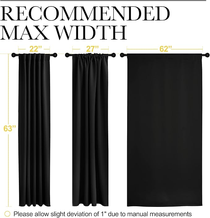 NICETOWN Halloween Black Out Curtain Panels for Bedroom - (Black Color) W62 x L63, 1 Pair, Thermal Insulated Blackout Draperies Window Treatment, Door Tapestry Curtain for Doorway, - Image 7