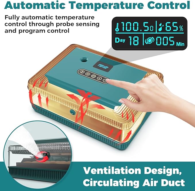 25 Eggs Incubator, Incubators for Hatching Eggs, with Automatic Egg Turning and Humidity Control, Egg Candler, Auto Water Replenishment, for Hatching Quail, Chicken, Duck, Goose Eggs (Dark Green) - Image 6