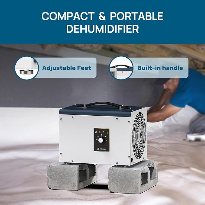 ARGENDON Dehumidifier for Crawlspace Basement, Commercial Dehumidifier with Drain Hose 70 PPD, Compact, Ideal for Water Damage Storage Up to 1000 Sq Ft, 5-Year Limited Warranty - Image 7
