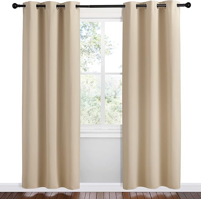 NICETOWN Room Darkening Curtain Panels for Cafe, Biscotti Beige, 2 Panels, W42 x L78 -inch, Thermal Insulated Grommet Room Darkening Draperies/Drapes for Window - Image 2