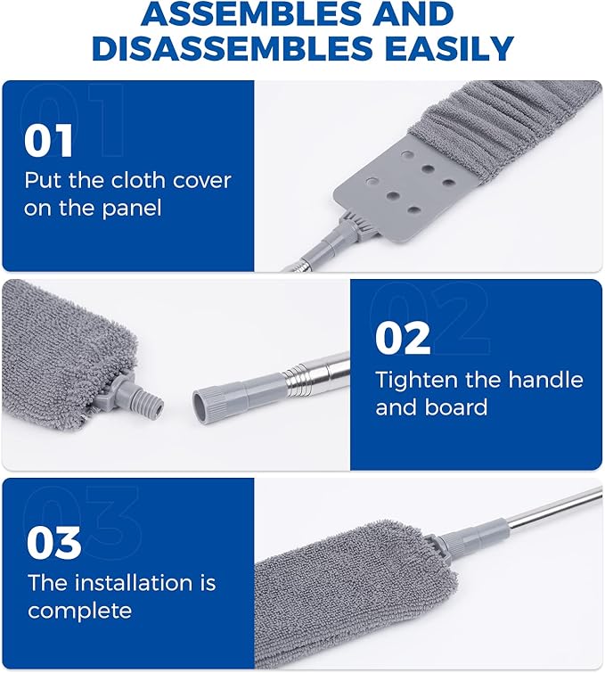 6pcs Dusters Replacement Cloth Retractable Gap Dust Cleaner Cloths, Reusable Microfiber Cloth Cover Washable, Under Furniture Duster Refill for Home Kitchen Household Wall Couch Cleaning Supplies - Image 4