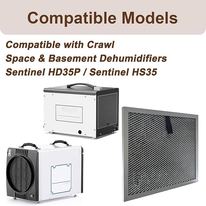 2 Pack HD35P MERV-1 Dehumidifier Filters Compatible with ALORAIR Crawl Space Dehumidifiers Sentinel HD35P & Sentinel HS35, Accessory Part - Image 2