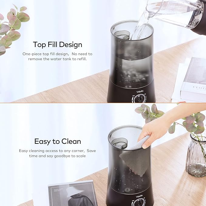 Humidifiers for Bedroom - 4L Cool Mist Humidifier Top Fill Oil Diffuser Quiet Ultrasonic Humidifiers for Home Large Room with Adjustable 360° Rotation Nozzle, Auto Shut-Off, Humidifiers for Baby - Image 4