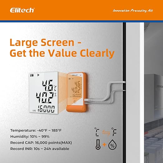 Elitech Digital Temperature Humidity Data Logger Medical Refrigerator Thermometer Vaccine Fridge Temperature Monitor Max Min Value GSP-6G - Image 3