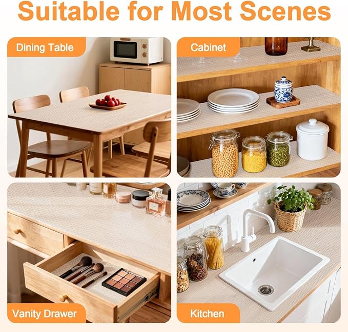 FEXIA Shelf Liner 24 Inch x 20 FT Clear Non Slip Waterproof Cabinet and Drawer Liner for Kitchen Cabinet Refrigerator Pantry Closet Durable Non Adhesive - Image 5
