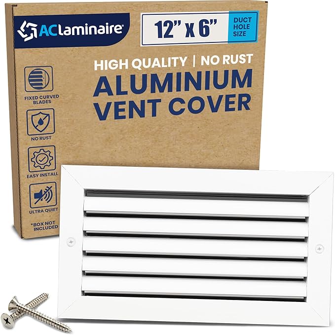 12x6 Inch (Duct Opening) Air Return Vent Cover Decorative – Premium Aluminum AC Vent Cover for Ceiling & Wall, Rustproof Grille, Ideal for Home HVAC Grille, Durable & Easy to Install by ACLAMINAIRE by LAMINAIRE