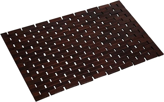 Bath Mat Bathroom Rugs Floor Wood Shower Bathtub Waterproof Non Slip Accessories 16x24 Inch Easy to Clean, Brown, 1 pc by Fovlaurs