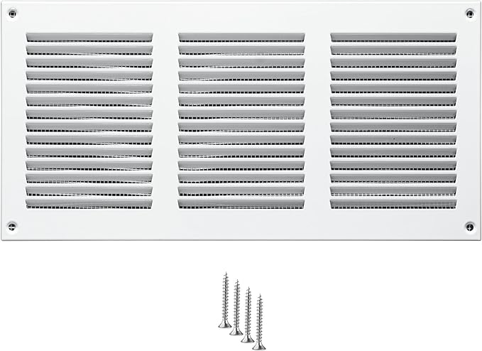 10x4 Vent Cover (Duct Opening) - White HVAC Return Air Grille for Wall and Ceiling - Metal AC Vent Cover with Mesh - Rectangular Ventilation Register - External Dimensions: 11.81" W x 5.91" H by TURvent