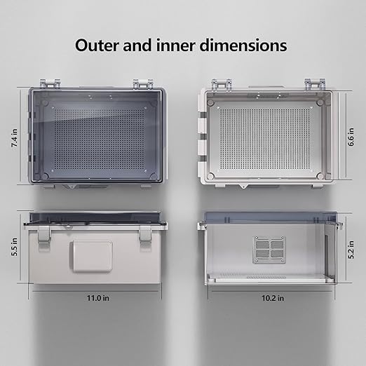 ABS Electrical Junction Box, Ventilated Design, Cable Grommets, IP65 Waterproof Enclosure, Indoor/Outdoor Use with Mounting Panel (Clear Cover, 11.8"x7.9"x5.1") - Image 6