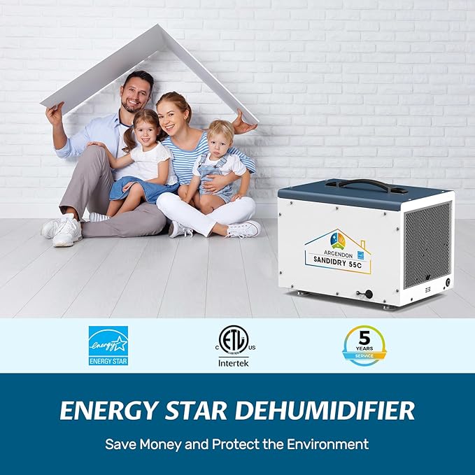 Argendon Commercial Dehumidifier with Pump for Crawlspace, Energy Star 120 Pints Basement Dehumidifier with Drain Hose for Large Space, Water Damage Unit, Ideal for Industrial and Job Sites - Image 4