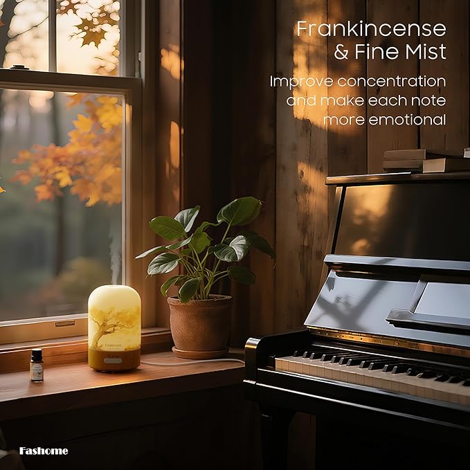 Essential Oil Diffuser Hand Blown Glass, 100ml Small Aromatherapy Diffuser, Auto Shut-Off Function, Ultrasonic Diffusers for Essential Oils, Cool Mist Humidifier with Warm White Lights(Frankincense) - Image 3