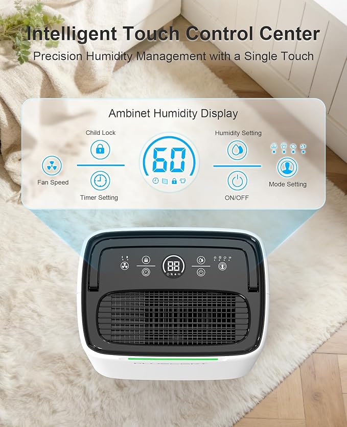 5000 Sq.Ft Dehumidifiers for Home, 52 Pints Compressor Dehumidifier for Basement with Drain Hose, Smart Humidity Control, Auto Defrost, Auto Restart, 24H Timer, for Bedroom, Large Rooms - Image 7