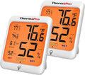 ThermoPro TP53 2 Pack Digital Hygrometer Indoor Thermometer for Home, Temperature Humidity Sensor with Comfort Indicator & Max Min Records, Room Thermometer Humidity Meter with Backlight Display by ThermoPro