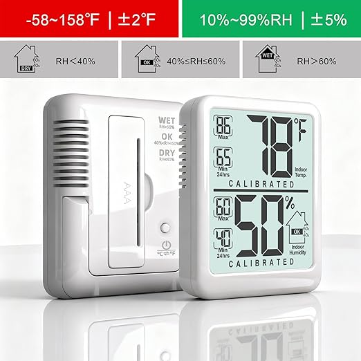 Antonki Room Thermometer, Digital Small Hygrometer Indoor Thermometer Humidity Gauge, Temperature Humidity Meter with Max/Min Record Monitor Sensor for Home, Plants - Battery Included - Image 6