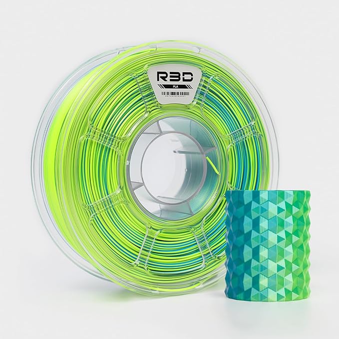 R3D Dual Color Silk PLA Filament, Co-Extrusion 3D Printer Filament 1.75mm, 30-370 mm/s High Speed PLA, Dimensional Accuracy +/- 0.02 mm, 1KG Plastic Spool (Silk Blue-Yellow) by R3D