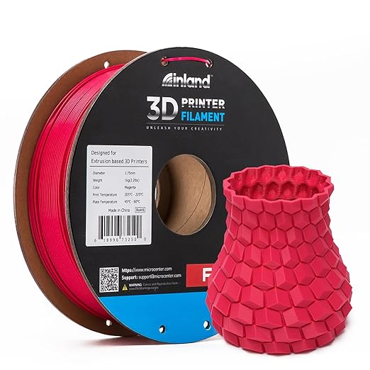 INLAND Micro Center PLA+ 3D Printing Filament 1.75mm - PLA Pro Dimensional Accuracy +/- 0.03 mm - 1kg Cardboard Spool (2.2 lbs) (1 Pack Magenta, 1.75mm) by INLAND