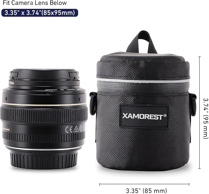 Camera Lens Case Lens Bag Compatible (3.35" x 3.74"(Nylon, Black)) - Image 5
